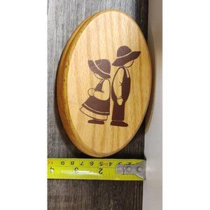 Amish Wooden Magic Marble Towel Holder - Girl & Boy Americana Decor 6x3.5"